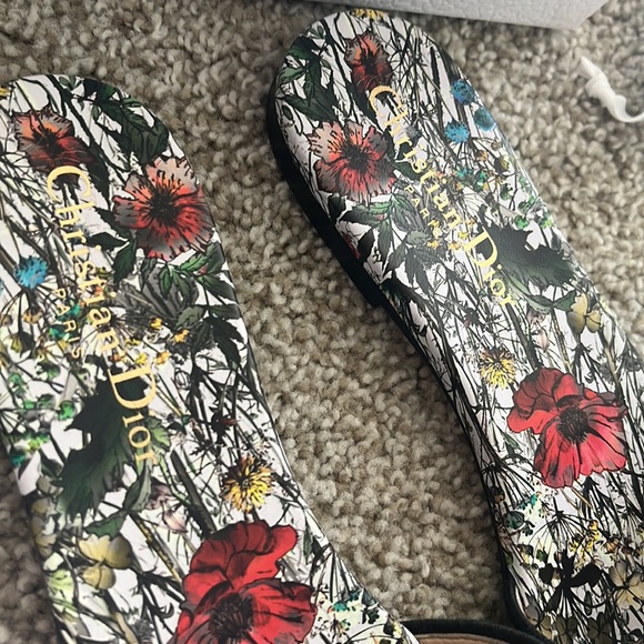 CHRISTIAN DIOR Dway Slide Sandal Cream and black Embroidered Cotton - Picture 5 of 10